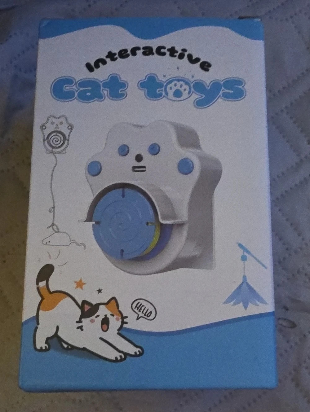 OPDEKEHA Interactive Cat Toy Blue & White